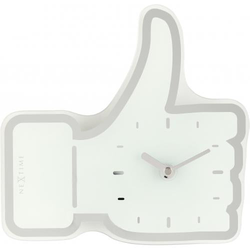 Nexttime Uhr 5185wi Mini Thumbs Up, 20,5x21 cm, Wand, Weiß Silber