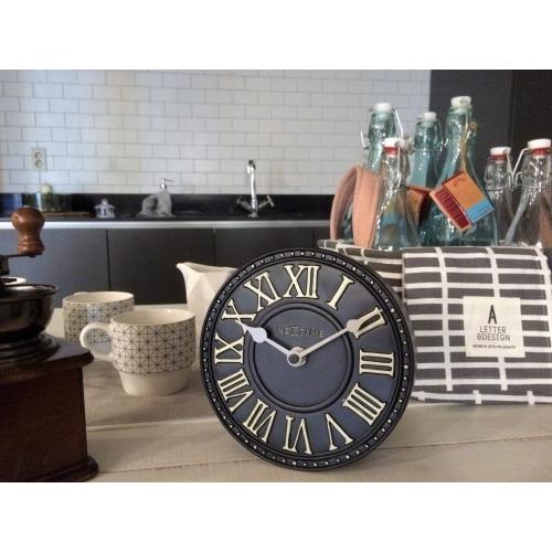 Nexttime Uhr 5187zw London Tisch, ø16 cm, Wand, schwarz weiß
