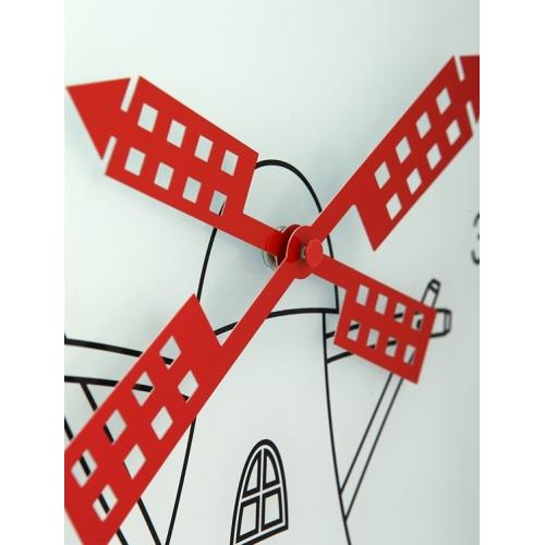 Nexttime Uhr 8807 Windmühle, ø30 cm, Wand, weiß schwarz rot