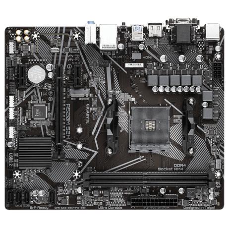 Gigabyte A520M S2H, Matx, AMD, AM4, A520, Ryzen 3 3. Generation, 64 GB, 2x Dimm DDR4, 5000 MHz, USB 3.1, M.2