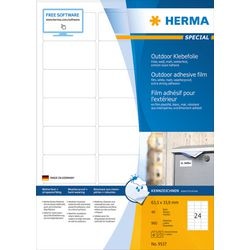 Herma 9537 Etiketten (A4) 63,5 x 33,9 mm Folie, mattweiß 960 Stück extra stark klebende Folienetiketten