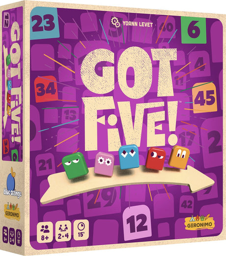 Geronimo games got five ! - - blue orange - vanaf 8 jaar oud - van 2 tot 4 spelers - deductiespel