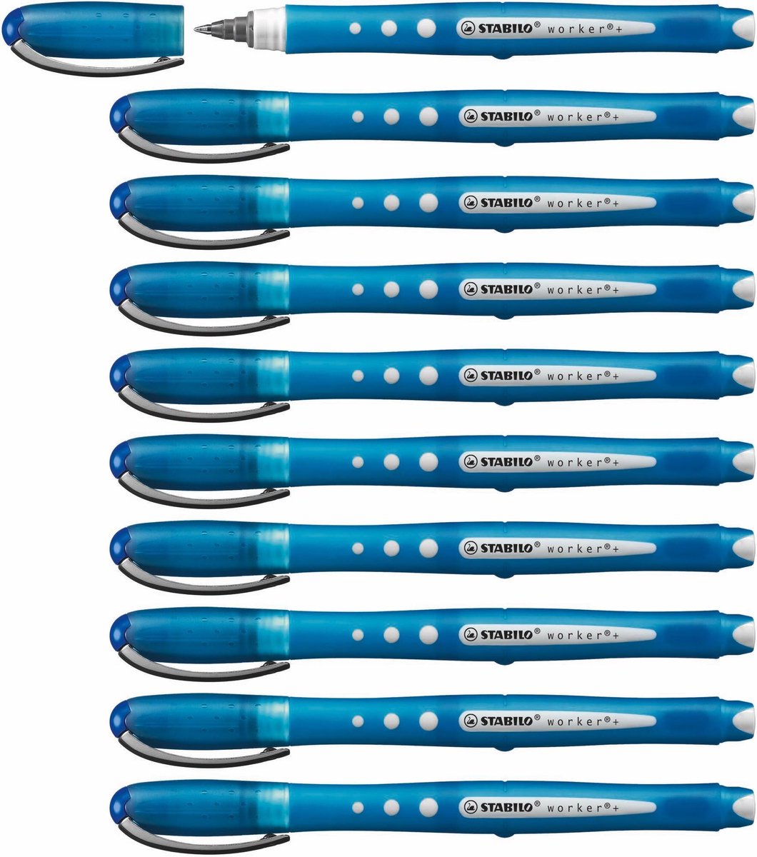 Stabilo worker+ bunt - Tintenroller 0,5 mm - Blau - Box à 10 Stück