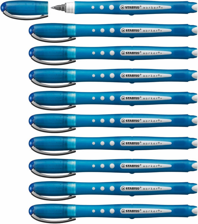 Stabilo worker+ bunt - Tintenroller 0,5 mm - Blau - Box à 10 Stück