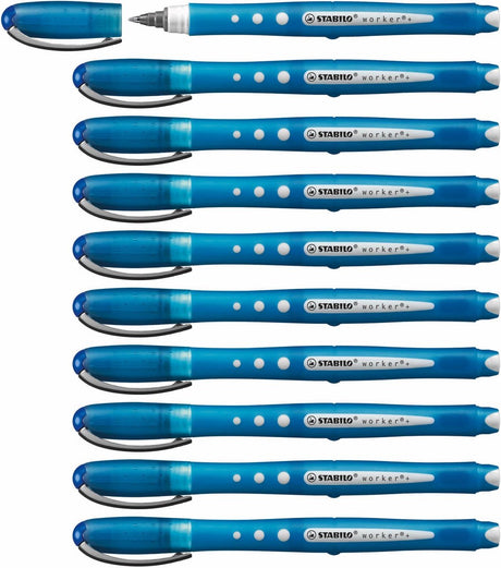 Stabilo worker+ bunt - Tintenroller 0,5 mm - Blau - Box à 10 Stück