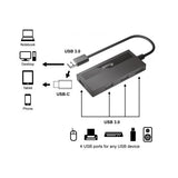 Equip 128956 4-Port-USB-3.0-Hub mit USB-C-Adapter, USB 3.2 Gen 1 Typ-A, 5000 Mbit/s, Schwarz