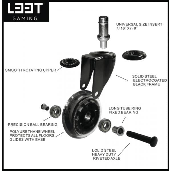 L33t Gaming 160529 3-Zoll-Gummirollen, blau, 5 Stück