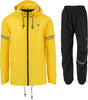 Agu Original Regenanzug Unisex wasserdicht - Schwarz Gelb - Wassersäule 5.000 mm - Jacke und Hose - inklusive Aufbewahrungstasche s