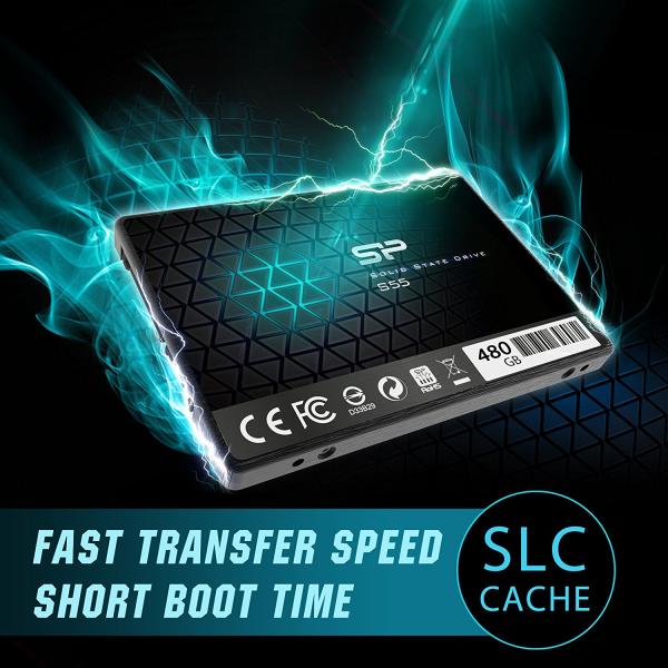 Silicon Power sp480gbss3s55s25 Slim S55 SSD, 480 GB, 2,5, SATA3, 6 Gbit/s, SLC, 560 500 MB/s, blau