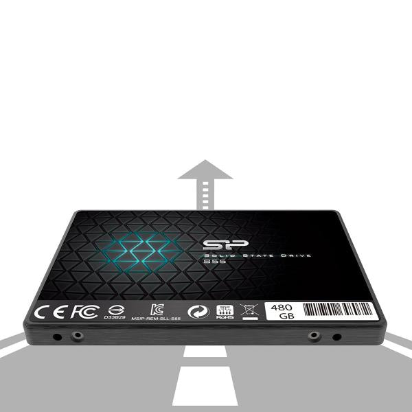 Silicon Power sp480gbss3s55s25 Slim S55 SSD, 480 GB, 2,5, SATA3, 6 Gbit/s, SLC, 560 500 MB/s, blau