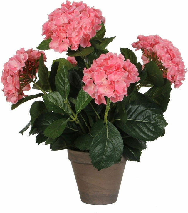 Glimmerdekorationen Kunstpflanze Hortensie - Rosa - 45 cm - im Topf - Kunstpflanzen Kunstpflanzen