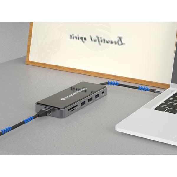 Conceptronic donn15g 12-in-1-Dockingstation, USB 3.2 Gen 1, Typ C, 100 W, HDMI, VGA, (Micro)SD