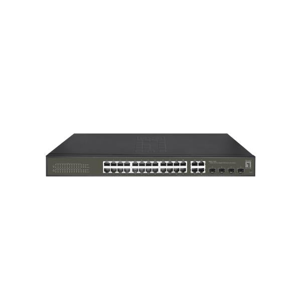 Levelone ges-2128p Hilbert 28-Port-Gigabit-PoE-Smart-Lite-Managed-Switch, 24x PoE, 380W, 4x SFP RJ45