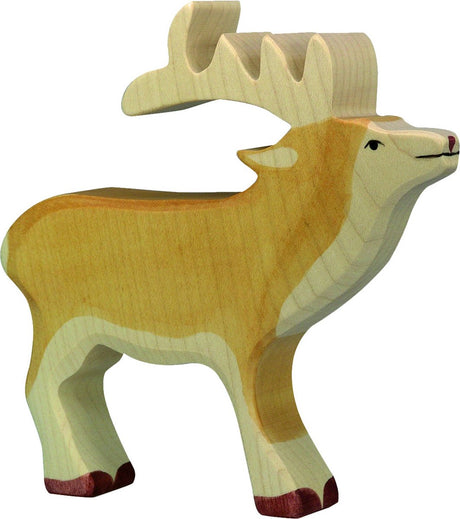Holztiger Waldtiere - Hirsch - 15x3x15cm - Holzfigur - handgefertigt