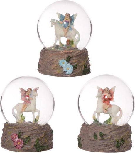 Markenlose Sans-Marque-Statue – Schneekugel – Fee – Einhorn – Rosa