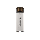 Transcend ts2tesd300s esd300s externe SSD, 2 TB, USB Typ-C, 10 Gbit/s, 1050 950 MB s, Silber
