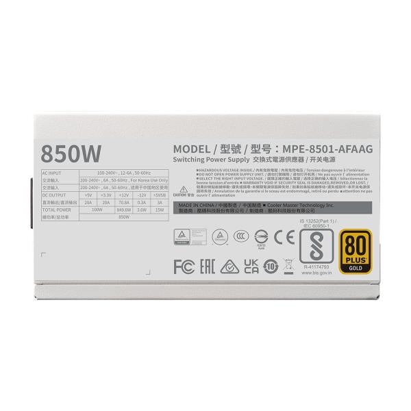 Cooler Master MPE-8501-AFAAG-3G MWE Gold V2 EU, 850 W, ATX3.0, 12 VHPWR, = 90 %, 120 mm, weiß