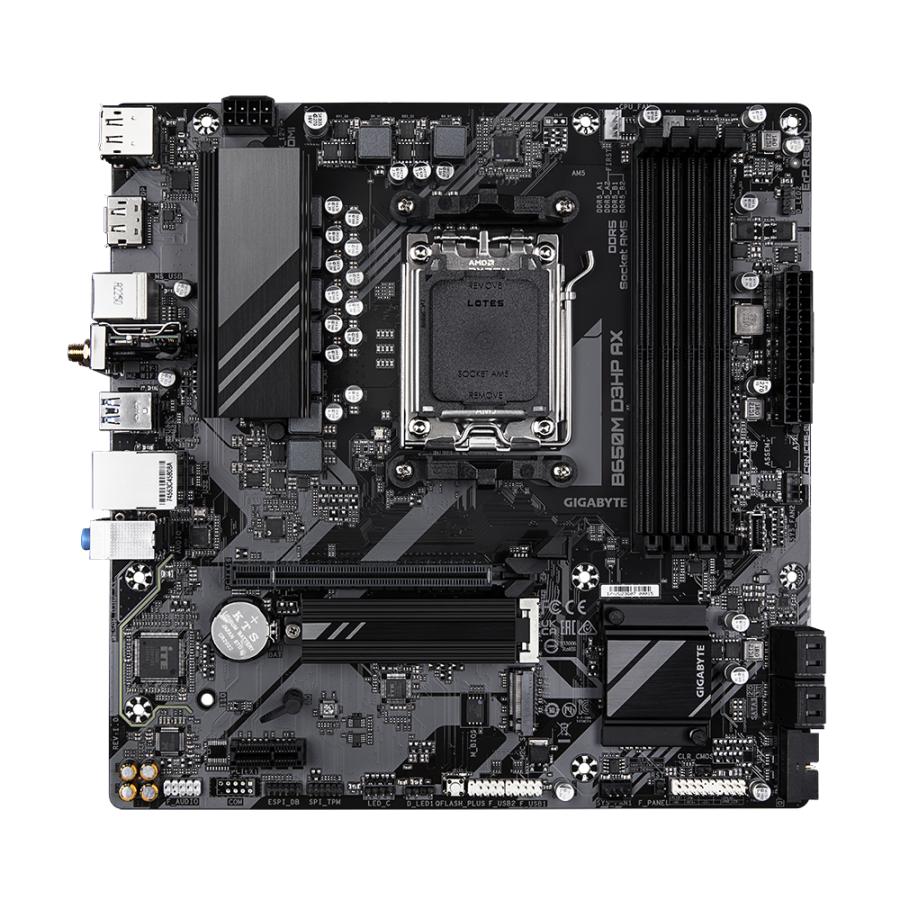 Gigabyte B650M D3HP AX B650M D3HP AX, AMD AM5, B650, DDR5, USB 3.2 Gen 1, 2,5 GBE, Wi-Fi 6e