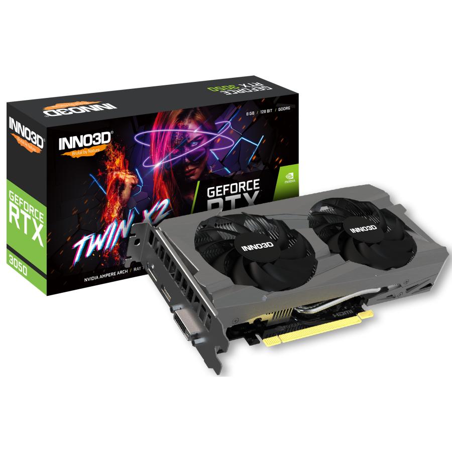 Inno3d n30502-08d6-1711va41 Geforce RTX 3050 Twin x2 v2, 8 GB GDDR6, 128 Bit, 1777, 14 Gbit/s, 1xDP+HDMI