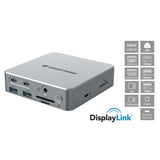 Conceptronic donn25g 15-in-1 Display Link USB 3.2 Gen 2 Dockingstation, Typ-C 10 Gbit/s, USB-A x2