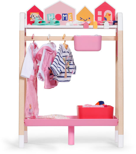 Baby born kledingrek met spiegel, kledinghangers en een plank: poppenkledingrek met accessoires voor poppen van 36 cm en 43 cm