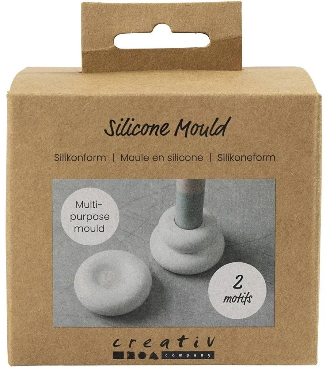 Creativ Company Silikonformen, Kerzenhalter in Donutform, H: 2+3,8 cm, T 6+6,2 cm, matt transparent, 1 Stück 1 Box