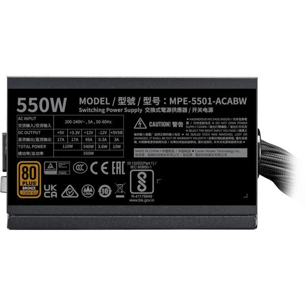 Cooler Master MPE-5501-ACABW-3BEU MWE Bronze V3 Netzteil, ATX, 550 W, leiser HDB-Lüfter