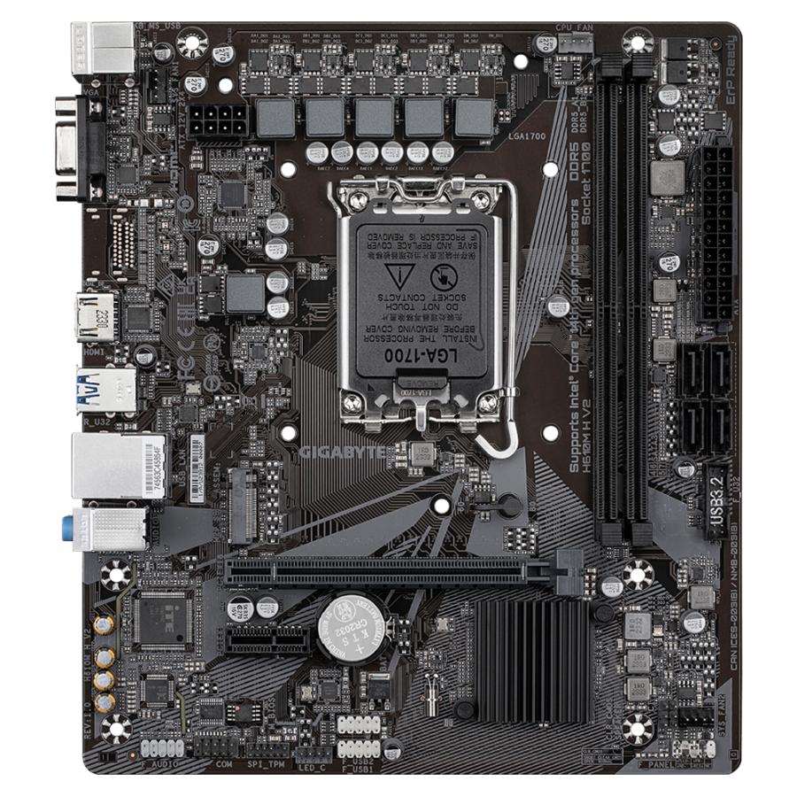 Gigabyte H610M H V2 H610M H V2, Matx, Intel LGA1700, DDR5 5600 MHz, M.2, GBE LAN, USB 3.2