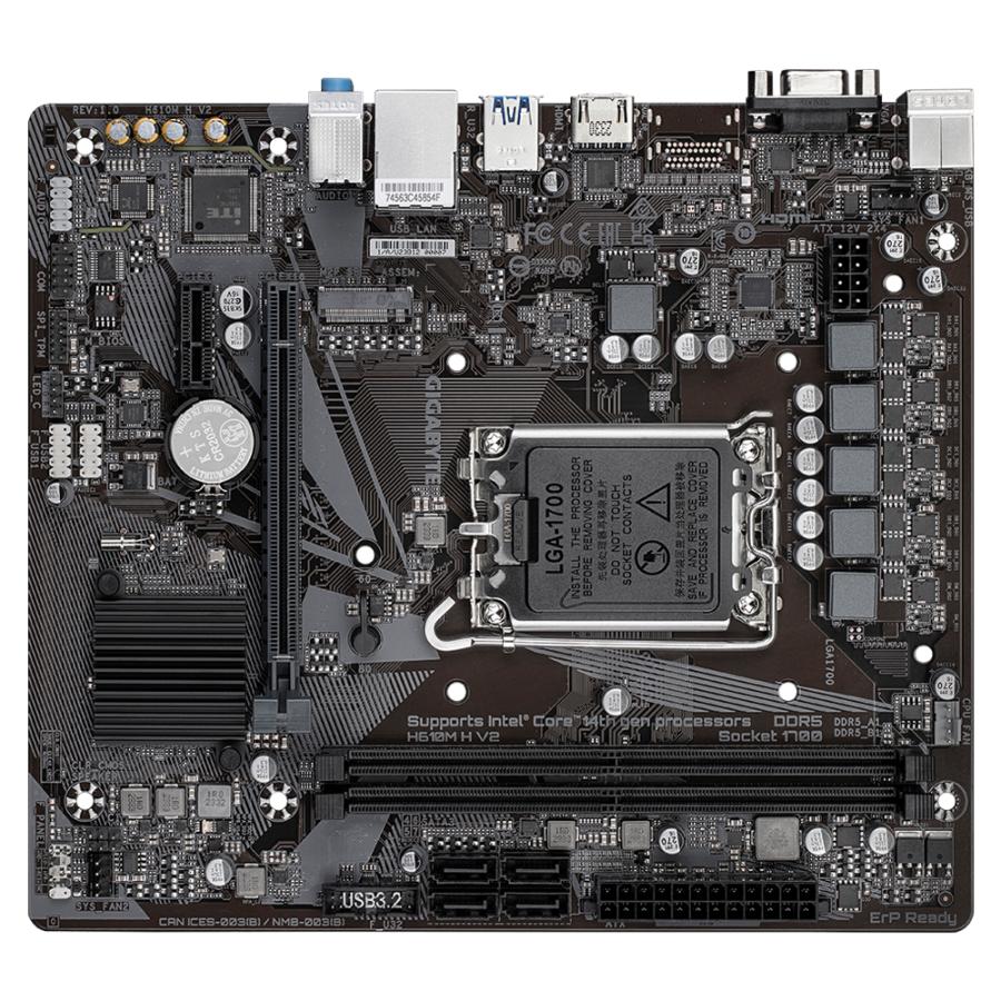 Gigabyte H610M H V2 H610M H V2, Matx, Intel LGA1700, DDR5 5600 MHz, M.2, GBE LAN, USB 3.2