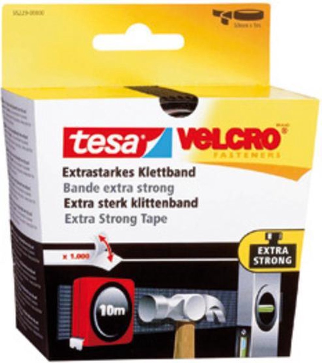 Tesa -Velcro Klettband 55229-zw - 50 mm x 1 m - Schwarz