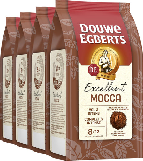 Douwe Egberts ausgezeichneter Mocca-Filterkaffee – Intensität 8 12 – 4 x 250 Gramm