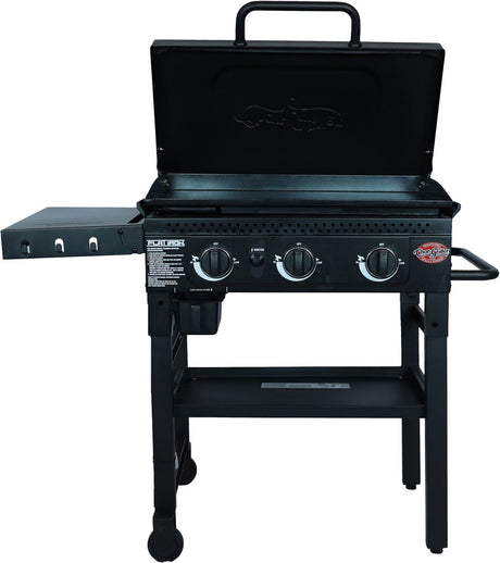 Holzkohlegrill Flacheisen-Gas-Plancha – Gas-Grillplatte mit 3 Brennern – Stahl-Grillplatte mit Porzellanbeschichtung (±3350 cm²) – gleichmäßige Hitzeverteilung – für 4–6 Personen