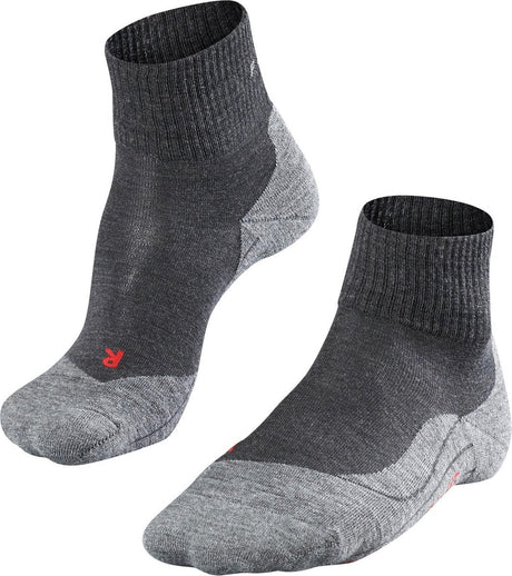 Falke TK5 kurze Anti-Blasen-Wandersocken aus dünnem Woll-Funktionsmaterial Damen Grau – Größe 41-42