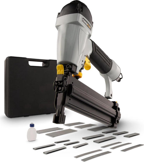 Powerplus powair0312 Druckluftnagler - max. Druck: 8,3bar - inkl. 1000 Heftklammern und 1000 Nägel
