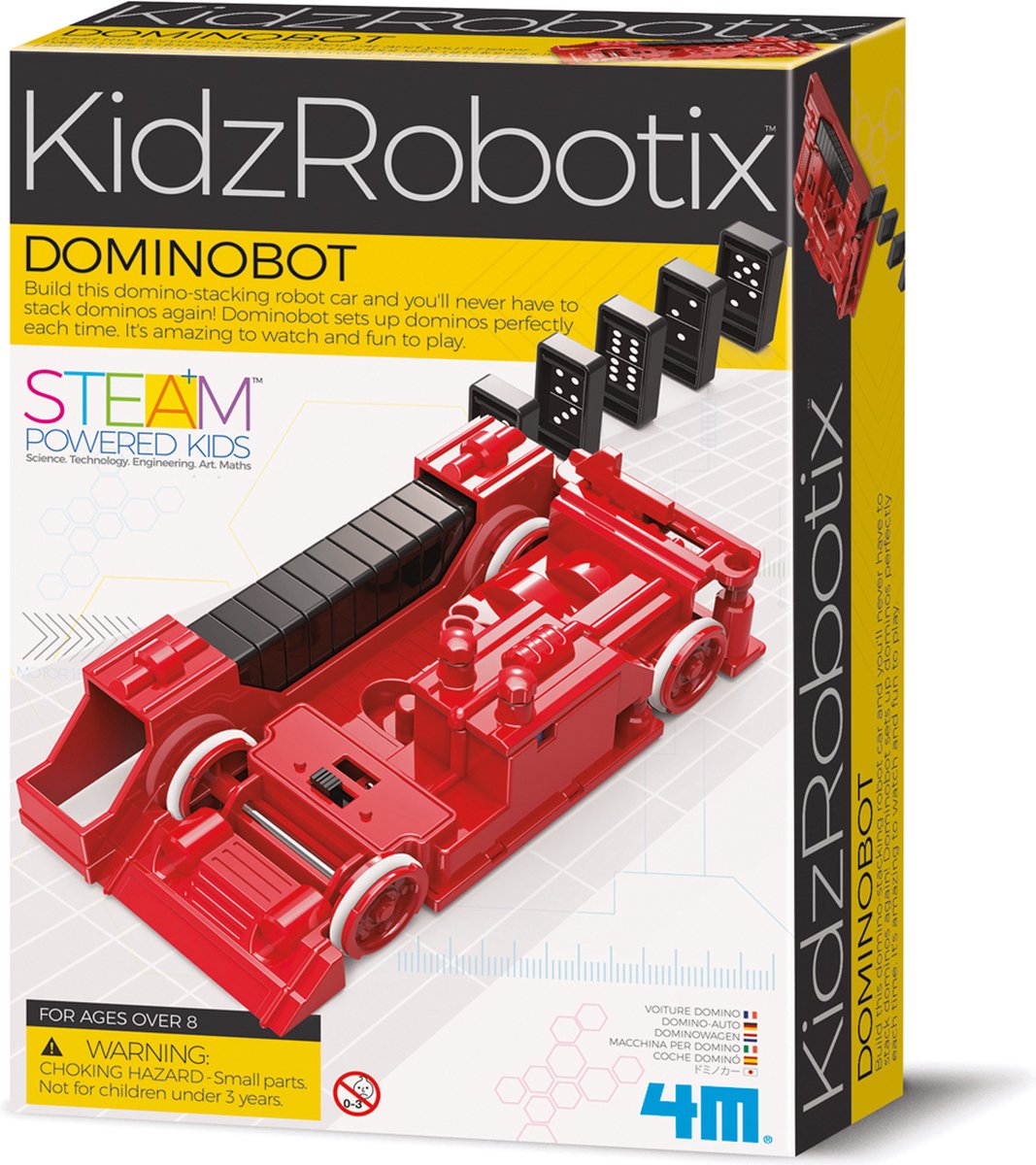 4 m Wissenschaft und Spiele – Domino-Bot – inklusive Dominosteine – Bausatz – Kidzrobotix – 8 Jahre