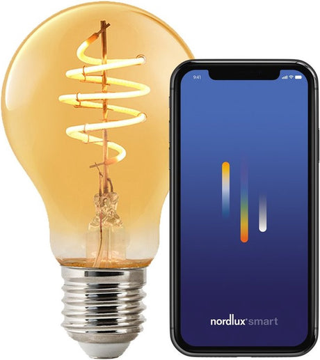 Nordlux A60-Lichtquelle-Smart-Filament-E27-Gold-Deko-Spirale-2200k