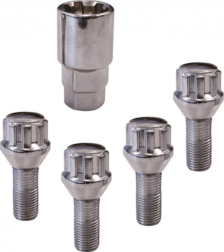 Diebstahlsichere Radschrauben von Carpoint – konisch – 4 Stück – M12 x 1,5 x 26 mm – schützt Felgen – stark und sicher