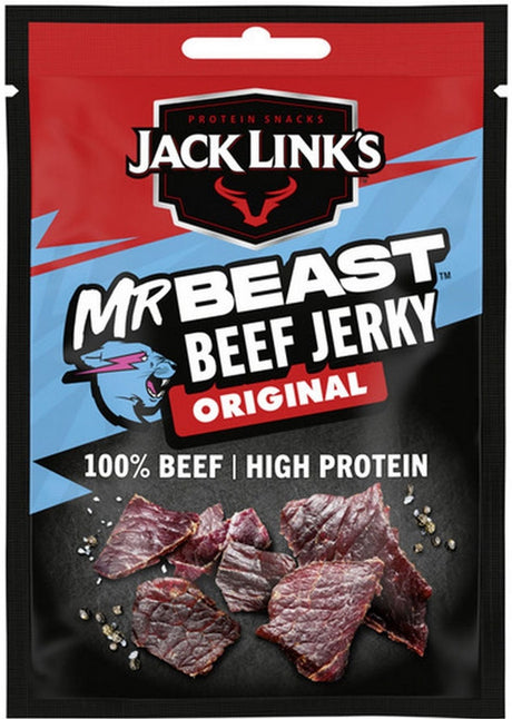 Jack Link's Original Beef Jerky – hoher Proteingehalt – 100 % Rindfleisch – hoher Proteingehalt – idealer Proteinsnack – für zwischendurch, unterwegs oder zum Sport – 12x25g