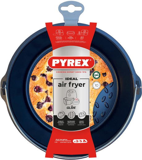 Pyrex-Luftfritteuse, runde Form, flach, rund, 20 x 19 x 7,5 cm