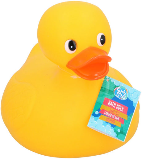 Eddy Toys Badeente 22 cm – Gummi-Ente für die Badewanne – gelbe Badeente für Kinder – Badespielzeug-Ente für Baby – Spielzeug für die Badewanne – Badespielzeug für Kinder