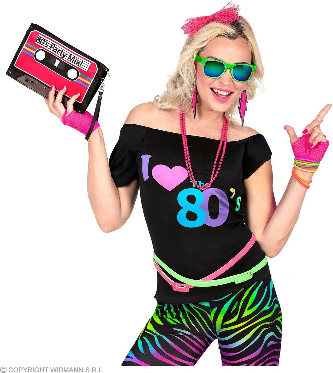 Finidi disco shirt dames 80's neon