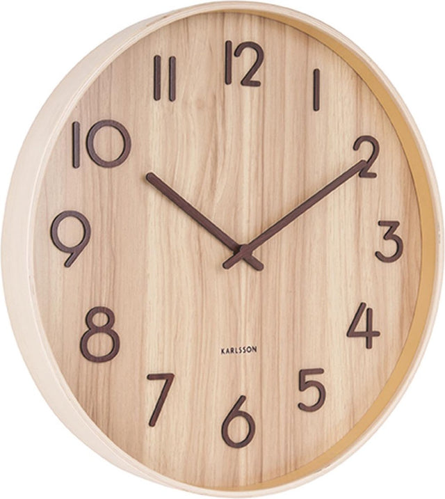 Karlsson wandklok pure - licht lindehout - medium - ø40cm - scandinavisch