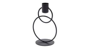 Metal double ring candle holder 15cm black