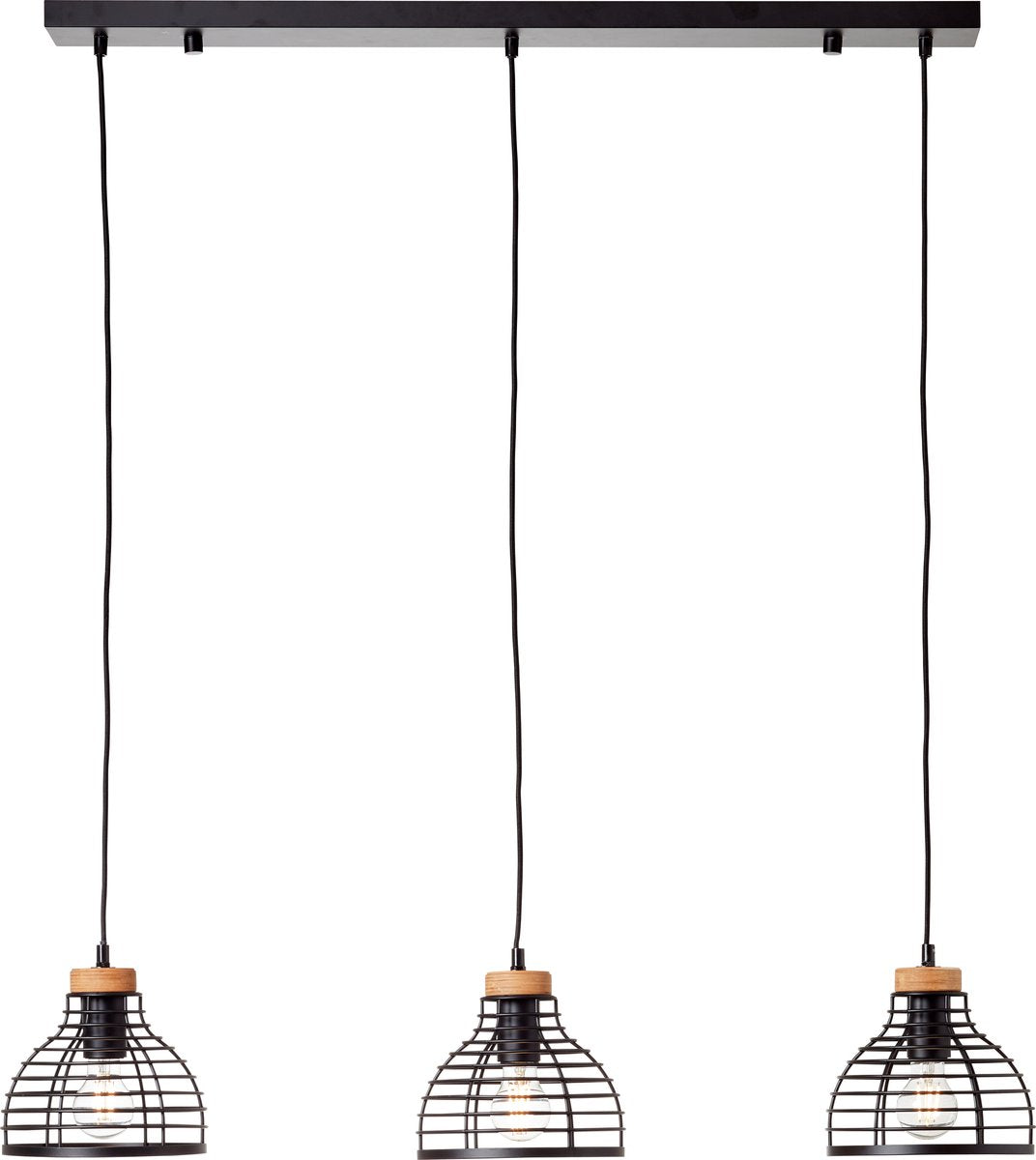 Brilliant avia - hanglamp - e27 max 3x40w - zwart houtkleur