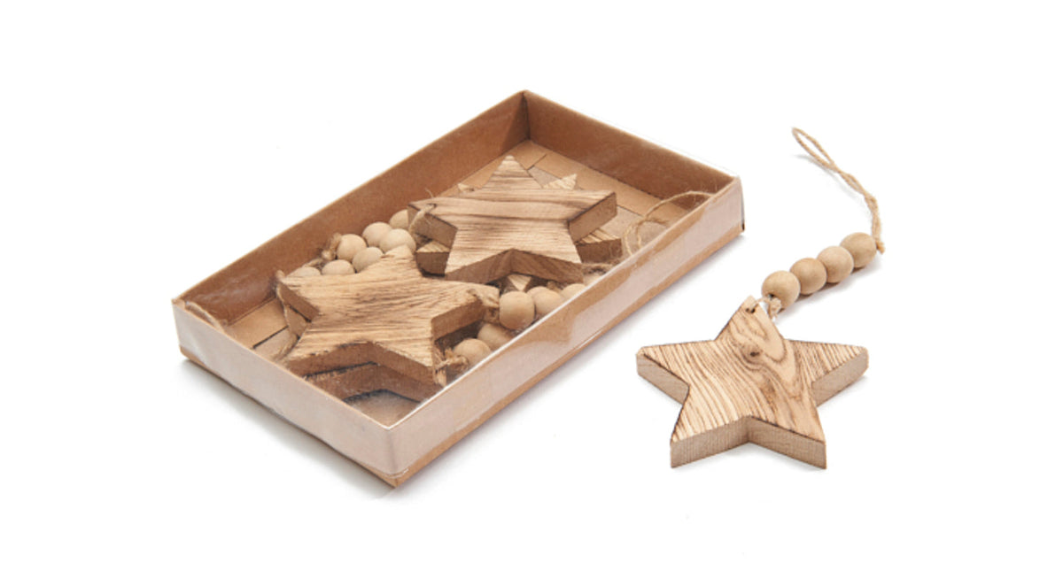 Oak star hanging 8cm 4pcs