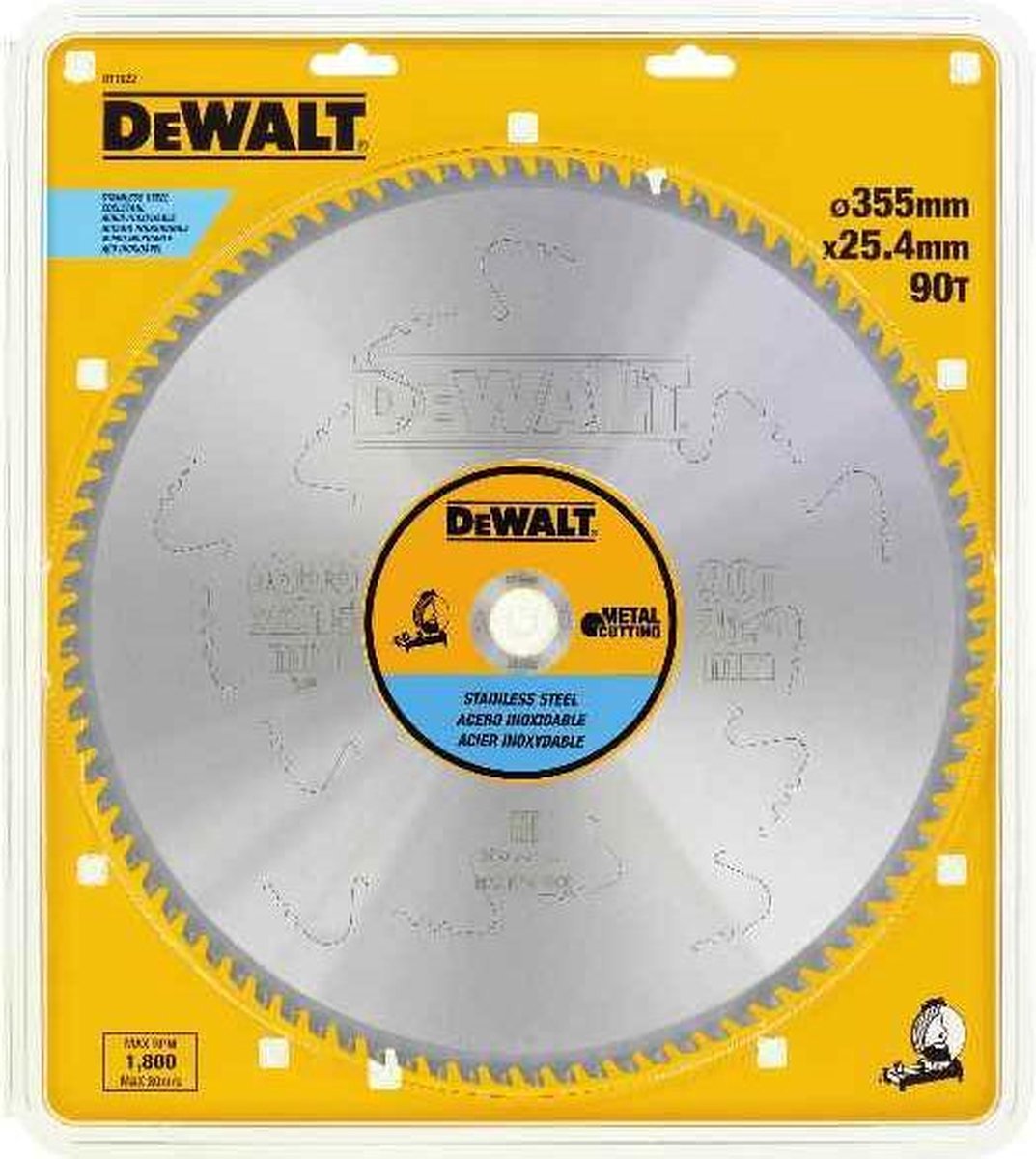 Dewalt dt1922 extreme cirkelzaagblad - 355 x 25,4 x 90t - rvs