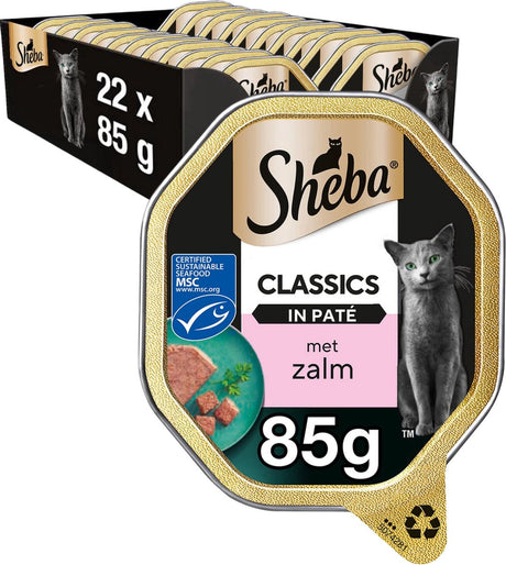 Sheba Katzenfutter - klassische Pastete - Nassfutter - Lachs - Dosen 22x85g