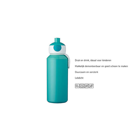 Mepal Pop-Up-Trinkflasche Campus – 400 ml – gut schließend – Trinkbecher für Kinder – Naht