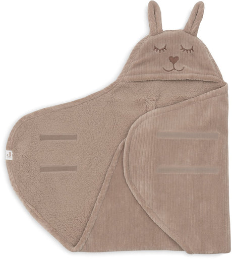 Jollein baby wikkeldeken - 100x105cm - bunny cloudy rib - milky coffee