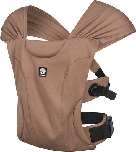 Dooky Babytrage und Babytragetuch in einem – Hybrid-Babytrage be one mocha – Babytrage ab Geburt 56-74 cm – Babytragetuch Baby Neugeborene – Ergonomische Babytrage – Babytrage